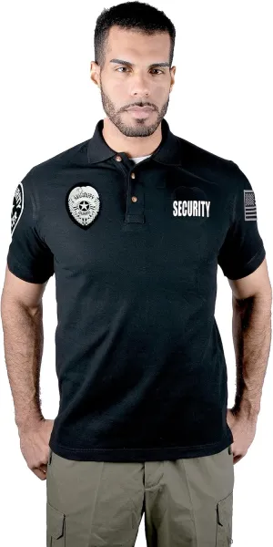 First Class Polyester Tactical Security Polo Shirts with Embroidered Patches and Printed ID for Security Guard