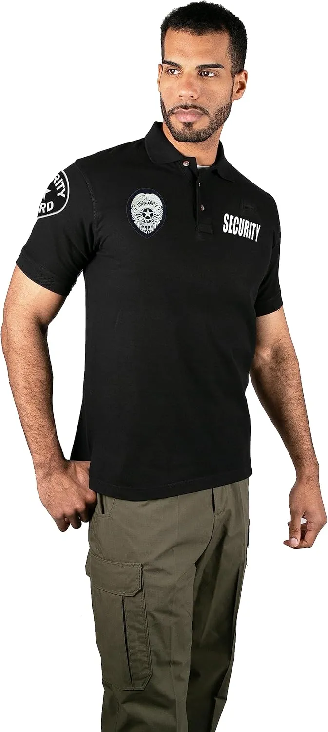 First Class Polyester Tactical Security Polo Shirts with Embroidered Patches and Printed ID for Security Guard