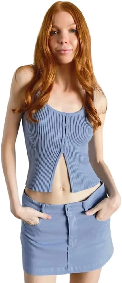 Florence By Mills Women's Bright Side Peek-a-Boo Button Up Tank