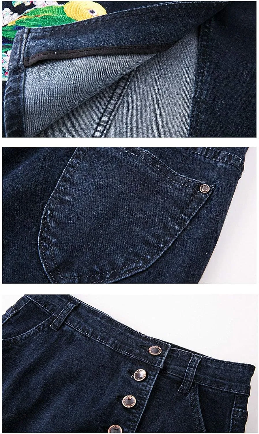 Flygo Women's High Waisted Pencil Jean Denim Midi Skirt
