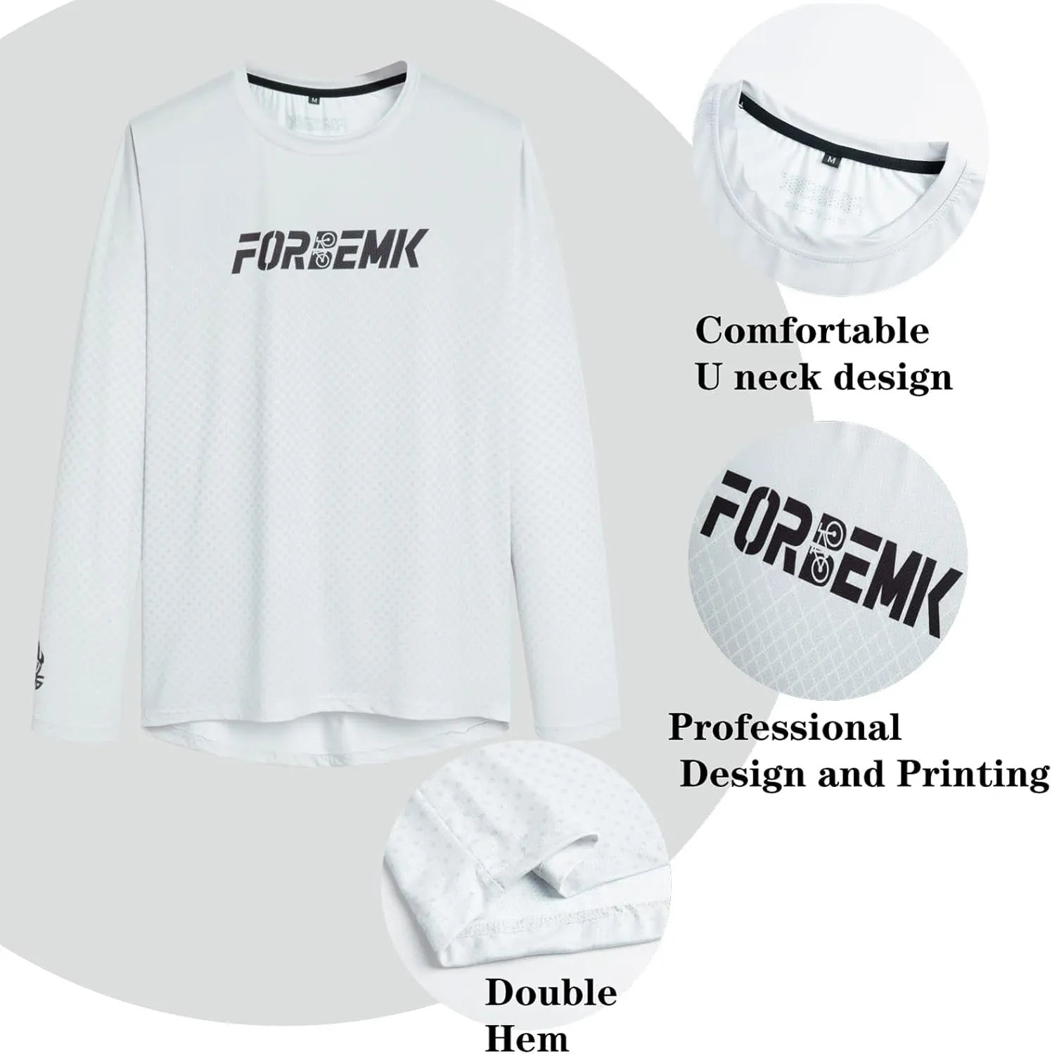 FORBEMK Men's Bike Shirts Long Sleeve Quick Dry&Moisture-Wicking Running Hiking Cycling Jerseys Long Sleeve Bicycle Shirt
