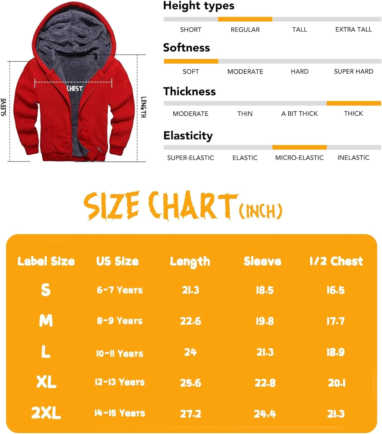 GEEK LIGHTING Boys Sherpa Lined Hoodie Kids Fleece Sweatshirt Full Zip Hooded Jacket
