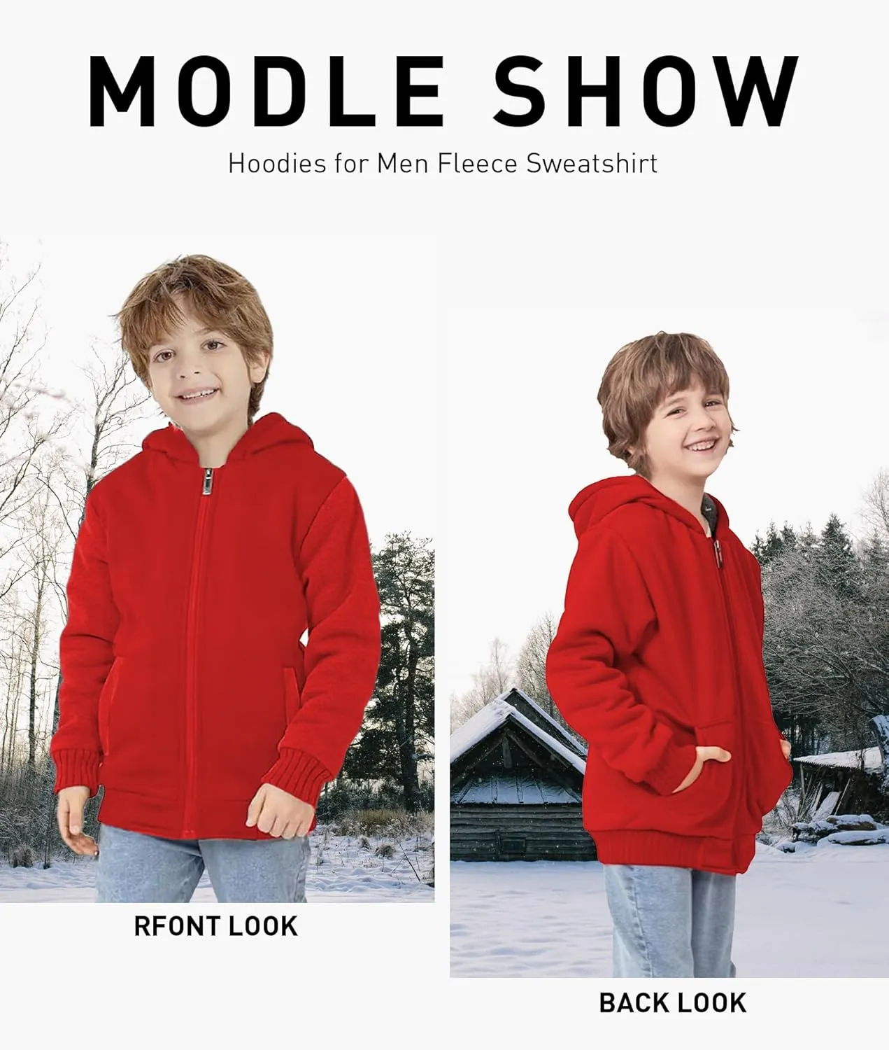 GEEK LIGHTING Boys Sherpa Lined Hoodie Kids Fleece Sweatshirt Full Zip Hooded Jacket