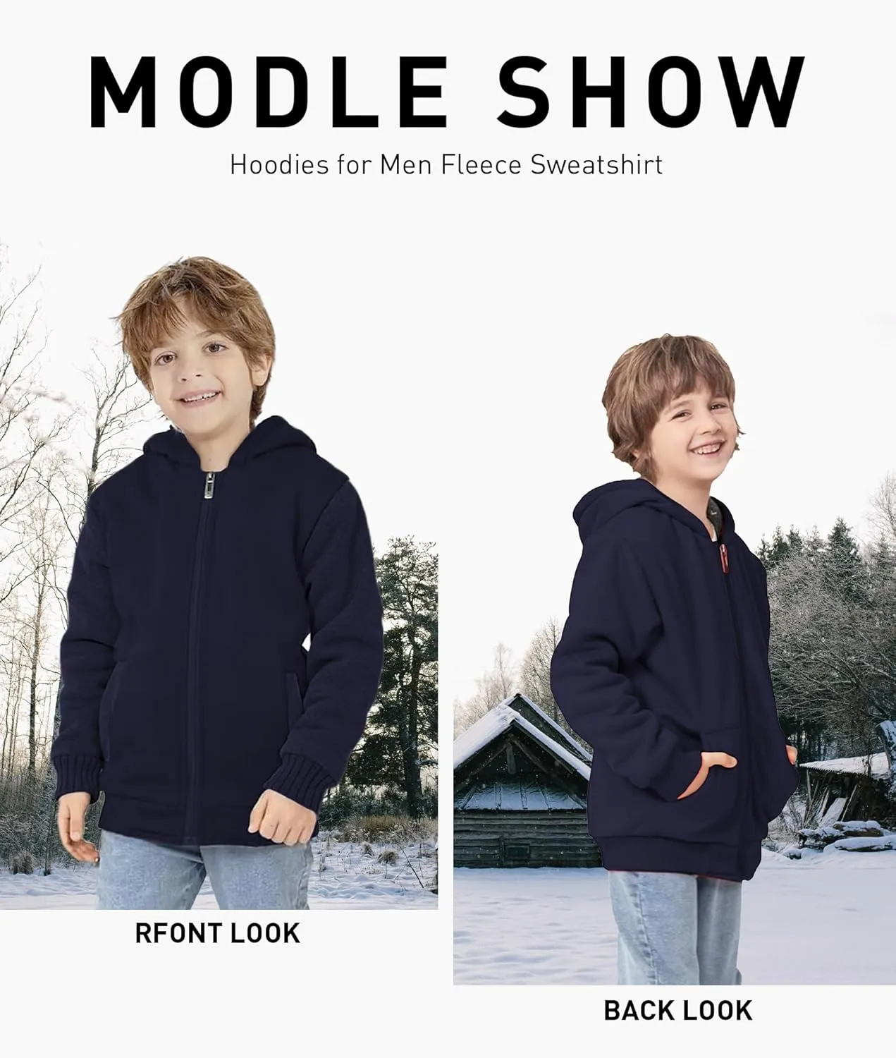 GEEK LIGHTING Boys Sherpa Lined Hoodie Kids Fleece Sweatshirt Full Zip Hooded Jacket