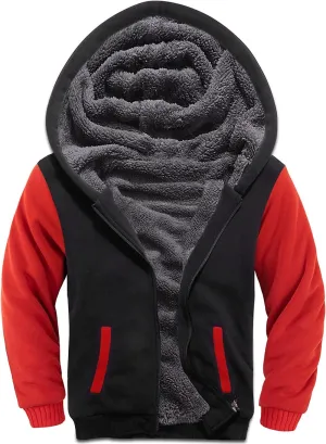 GEEK LIGHTING Boys Sherpa Lined Hoodie Kids Fleece Sweatshirt Full Zip Hooded Jacket