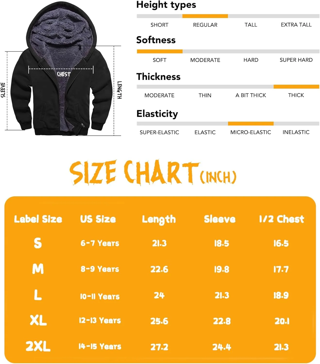 GEEK LIGHTING Boys Sherpa Lined Hoodie Kids Fleece Sweatshirt Full Zip Hooded Jacket