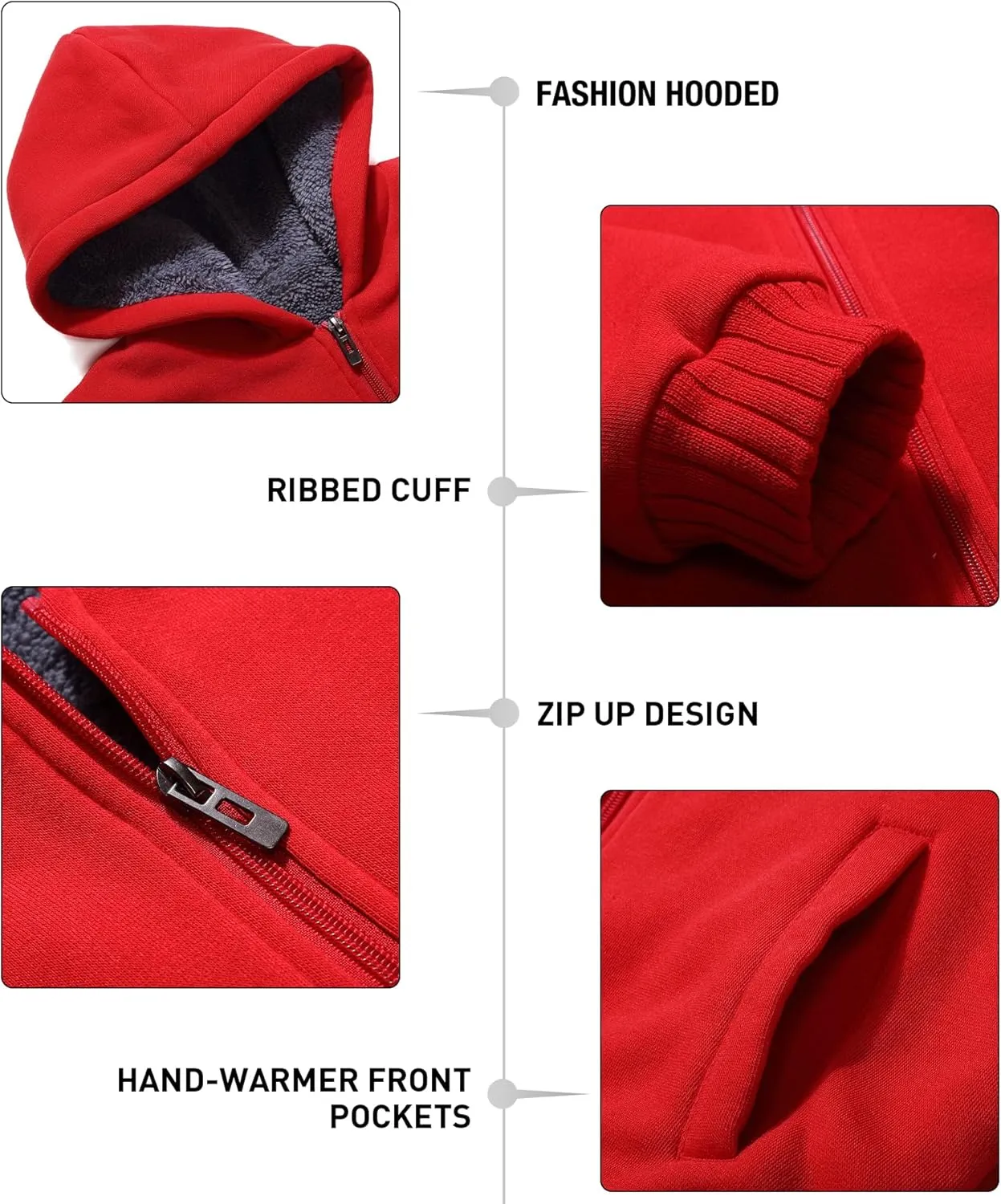 GEEK LIGHTING Boys Sherpa Lined Hoodie Kids Fleece Sweatshirt Full Zip Hooded Jacket
