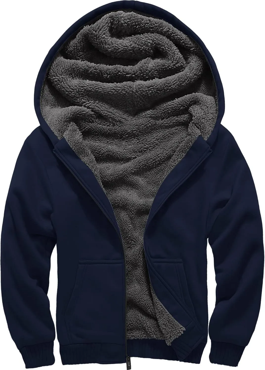 GEEK LIGHTING Boys Sherpa Lined Hoodie Kids Fleece Sweatshirt Full Zip Hooded Jacket