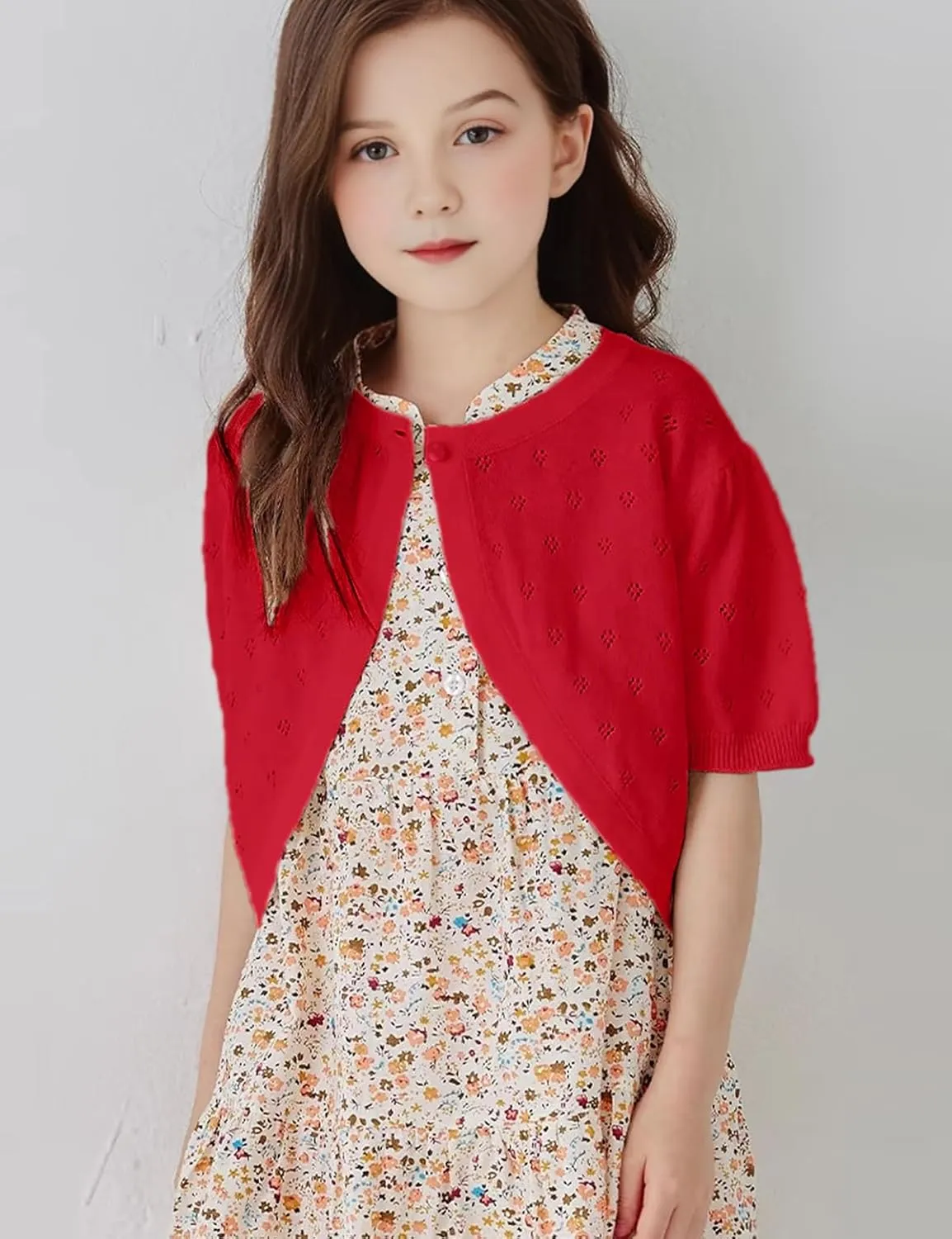 Girls Cardigan Sweater, Childrens Kids Toddler Bolero Shrug, Button Cover Up Cropped Tops