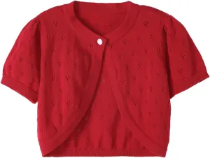 Girls Cardigan Sweater, Childrens Kids Toddler Bolero Shrug, Button Cover Up Cropped Tops