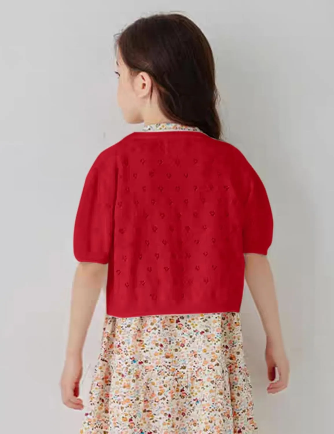 Girls Cardigan Sweater, Childrens Kids Toddler Bolero Shrug, Button Cover Up Cropped Tops