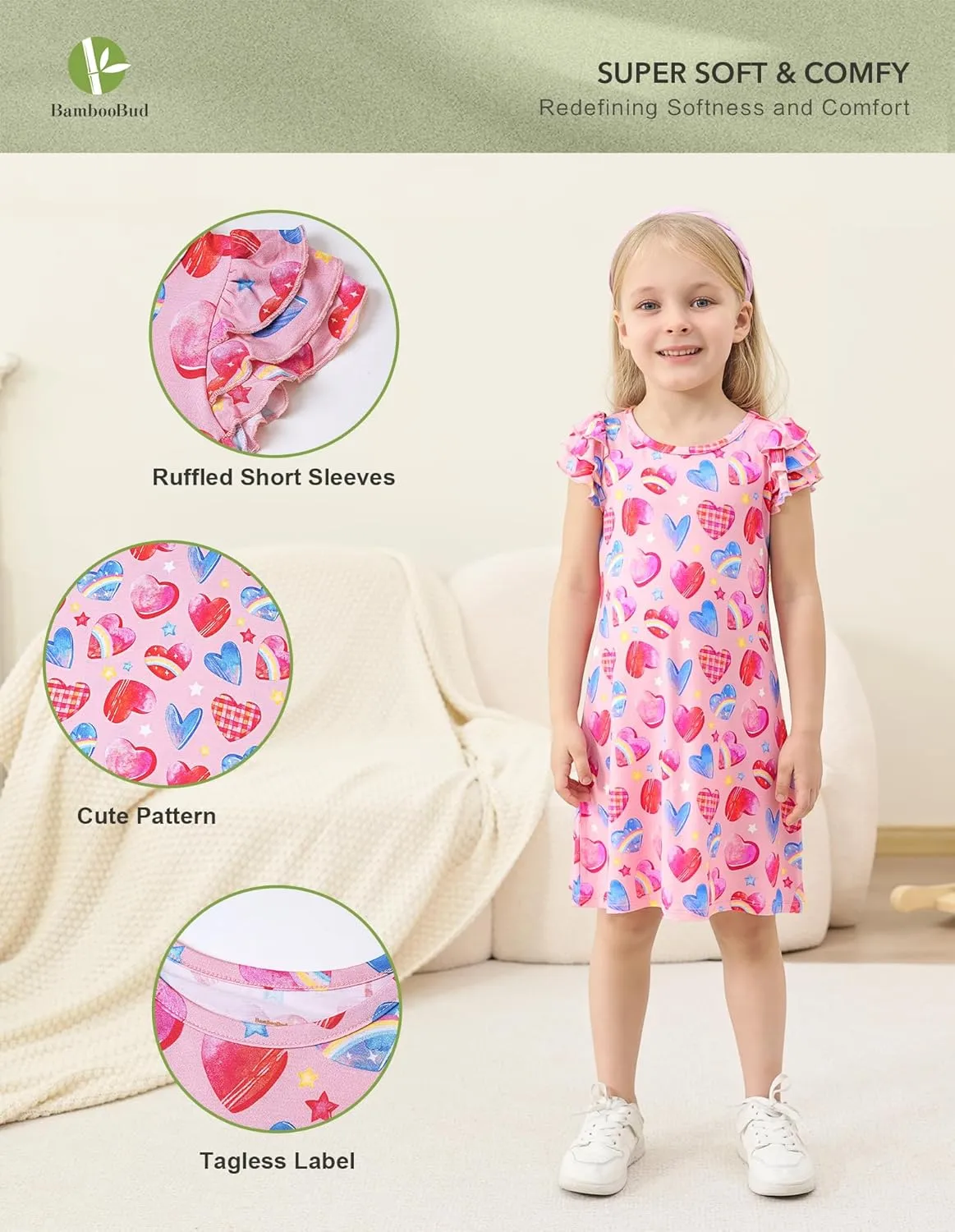 Girl's Casual Dress Toddlers Girl Summer Dresses Ruffle Short Sleeve Playwear Outfit Kids Scoop Neck Sundress