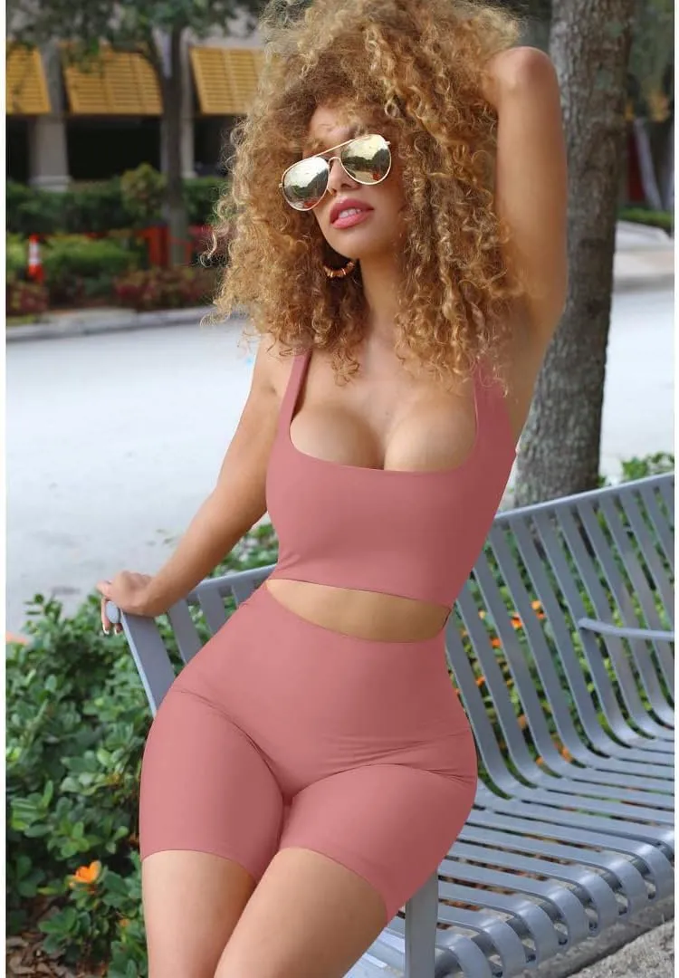 GOBLES Women's Sexy Bodycon Tank Crop Top Shorts Sets Club 2 Piece Outfits