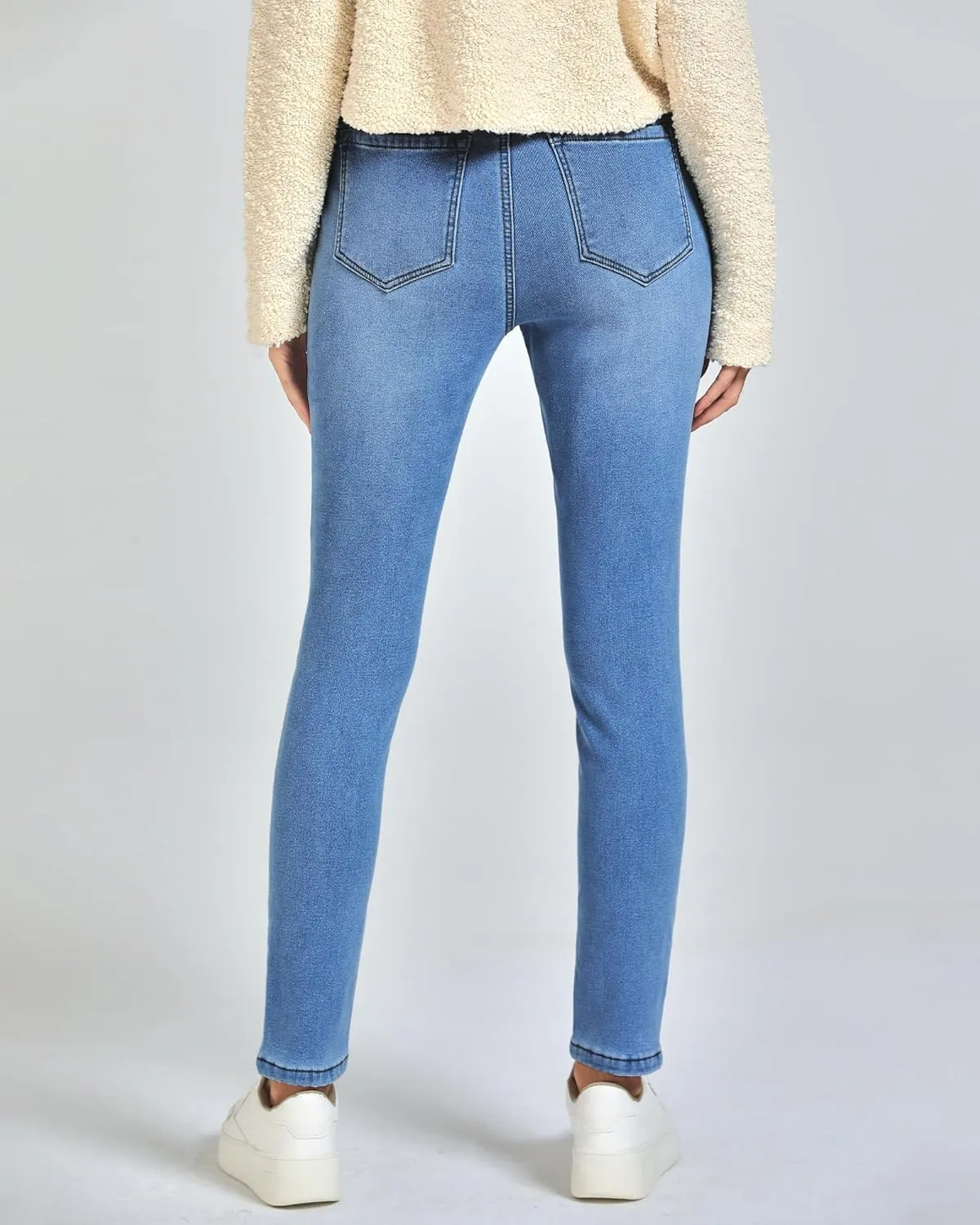 GRAPENT Jeans for Women High Waisted Pull On Fleece Lined Leggings Stretchy Denim Skinny Jeggings Thermal Winter Pants