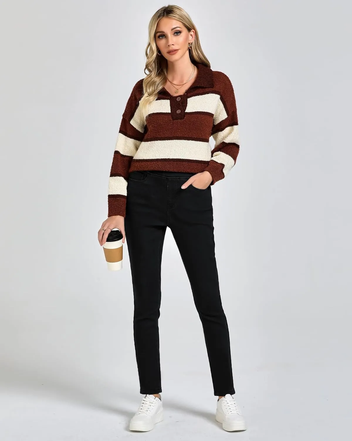 GRAPENT Jeans for Women High Waisted Pull On Fleece Lined Leggings Stretchy Denim Skinny Jeggings Thermal Winter Pants