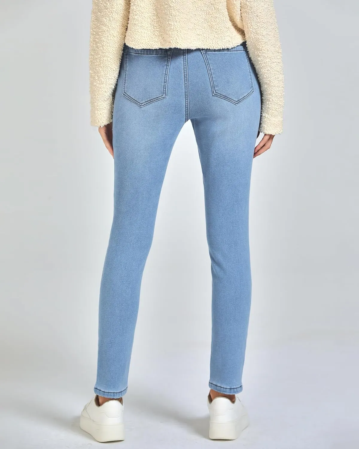 GRAPENT Jeans for Women High Waisted Pull On Fleece Lined Leggings Stretchy Denim Skinny Jeggings Thermal Winter Pants
