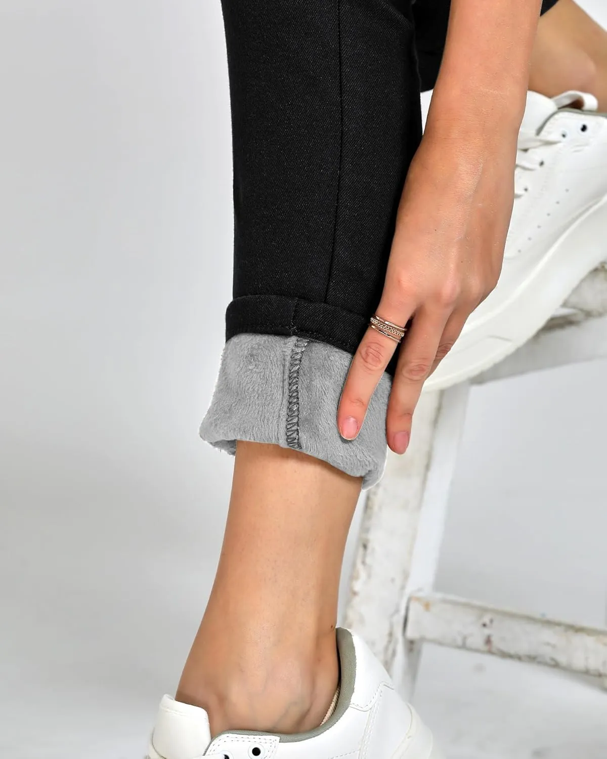 GRAPENT Jeans for Women High Waisted Pull On Fleece Lined Leggings Stretchy Denim Skinny Jeggings Thermal Winter Pants