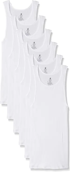 Hanes Men's 9-Pack White 100% Cotton A-Shirts Tanks 372AG9 (Small (Chest 34"-36"))