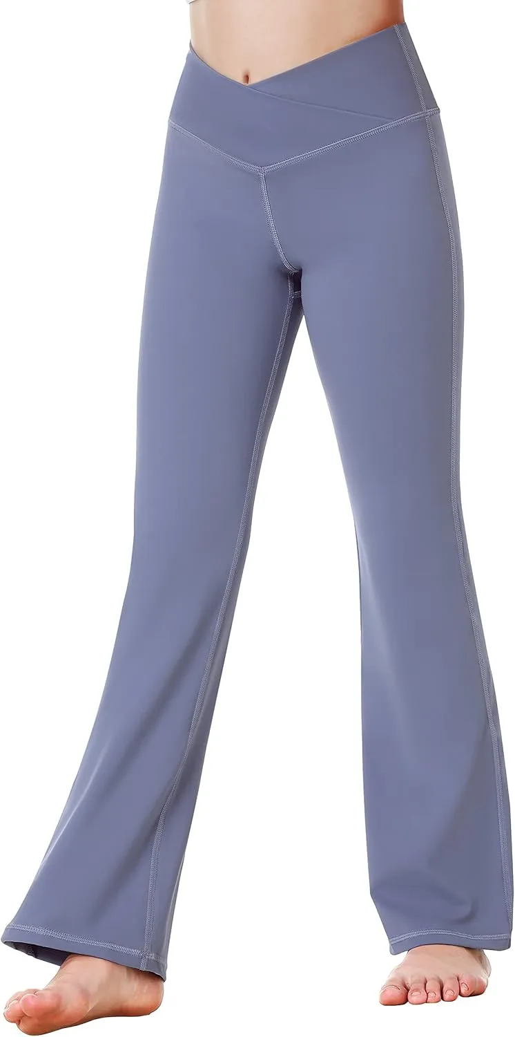 Heathyoga Girl's Yoga Pants Flare Leggings for Girls Crossover Sweatpants Bootcut Dance Pants Athletic Bell Bottoms