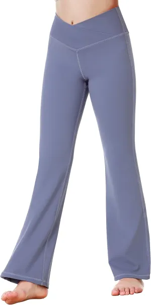 Heathyoga Girl's Yoga Pants Flare Leggings for Girls Crossover Sweatpants Bootcut Dance Pants Athletic Bell Bottoms