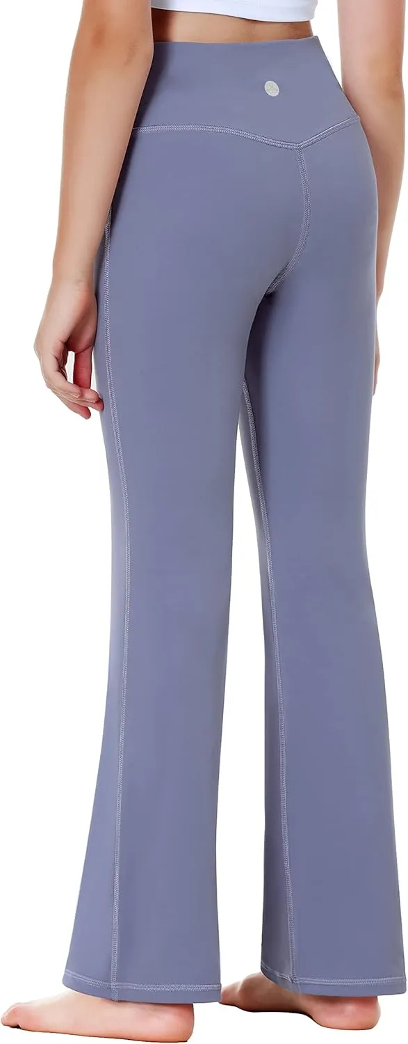 Heathyoga Girl's Yoga Pants Flare Leggings for Girls Crossover Sweatpants Bootcut Dance Pants Athletic Bell Bottoms