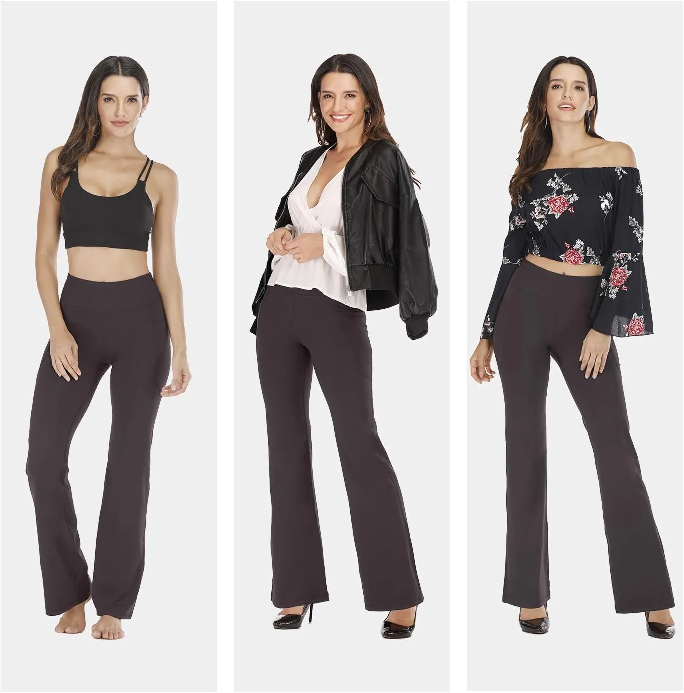 Heathyoga Women's Yoga Pants with Pockets for Women Bootcut Wide Leg Pants for Women High Waisted Workout Pants
