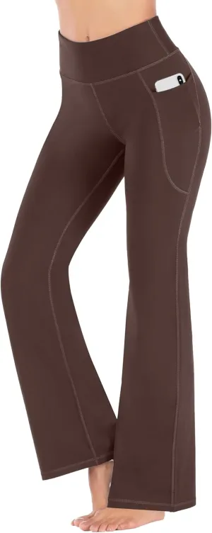 Heathyoga Women's Yoga Pants with Pockets for Women Bootcut Wide Leg Pants for Women High Waisted Workout Pants