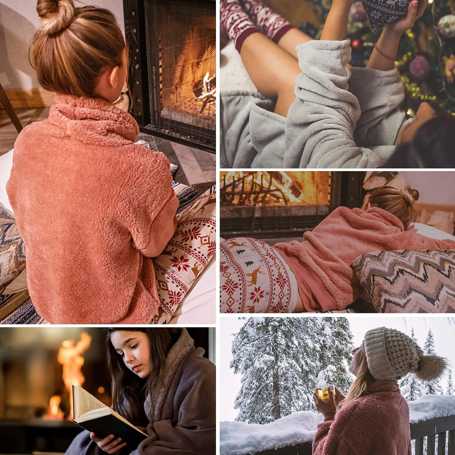 HEEKPEK Fuzzy Pajamas Set for Women Winter Warm Fluffy Loungewear Soft Fleece Pj Pants 2 Piece Plush Sleepwear Lounge Tops