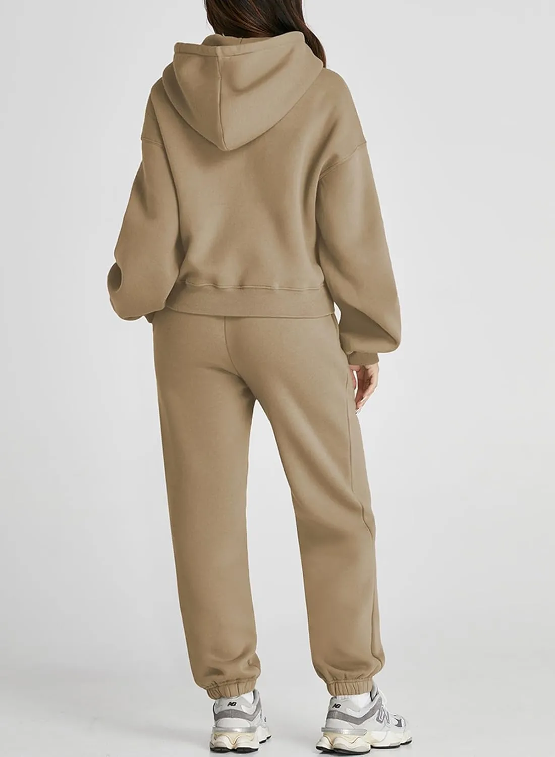 Herseas Womens 2 Piece Fleece Outfits Long Sleeve Crop Hoodie Sweatshirt with Jogger Pants Tracksuit Lounge Set