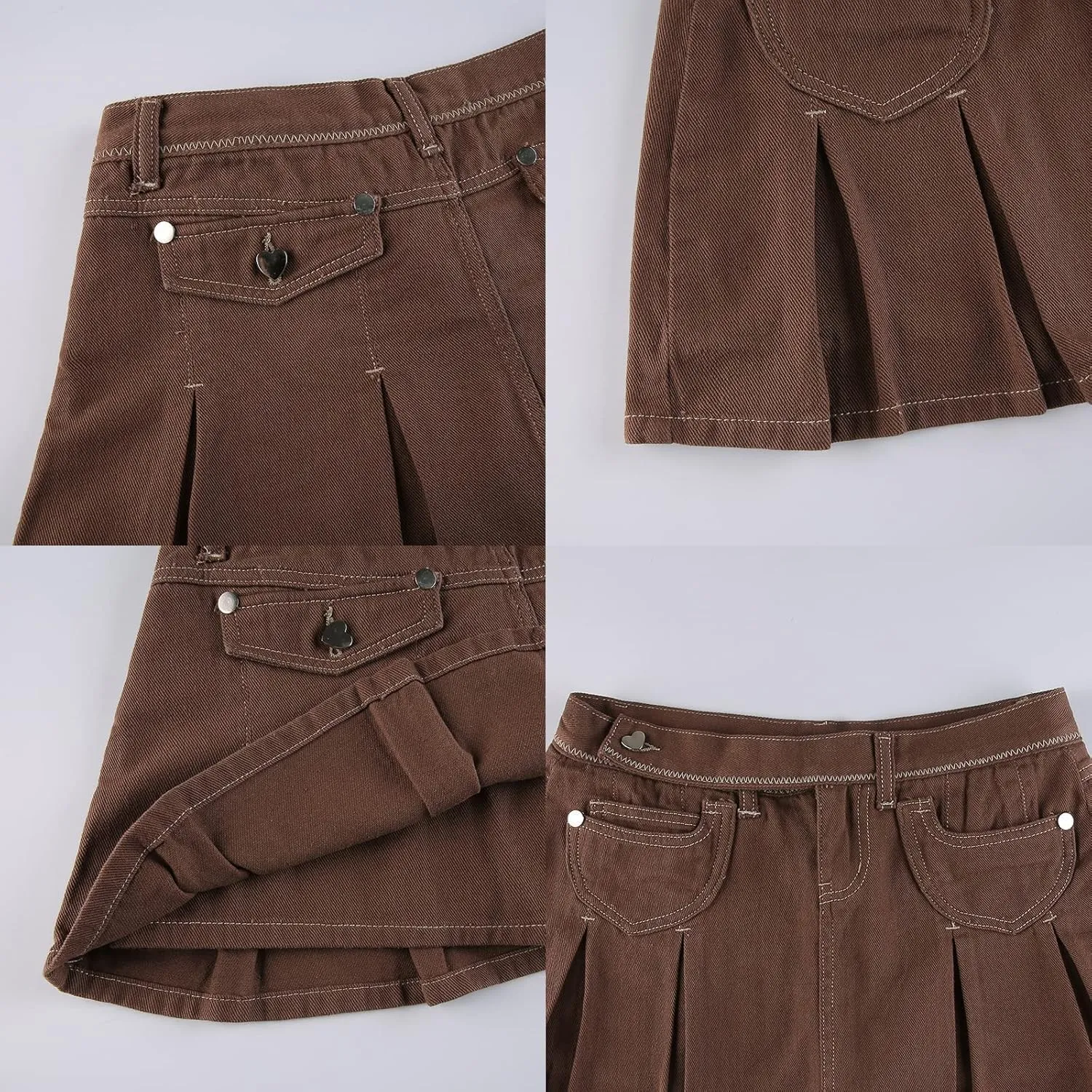 High Waisted Jean Skirt for Women Casual Skater Flared Mini A Line Denim Skirt with Shorts