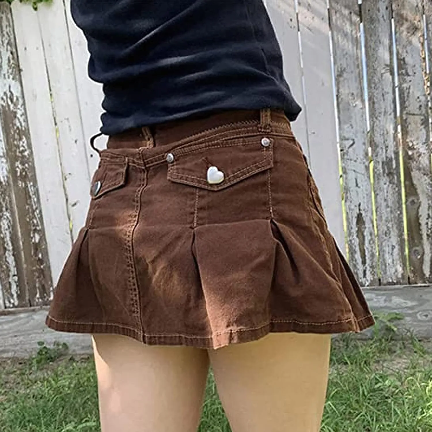 High Waisted Jean Skirt for Women Casual Skater Flared Mini A Line Denim Skirt with Shorts