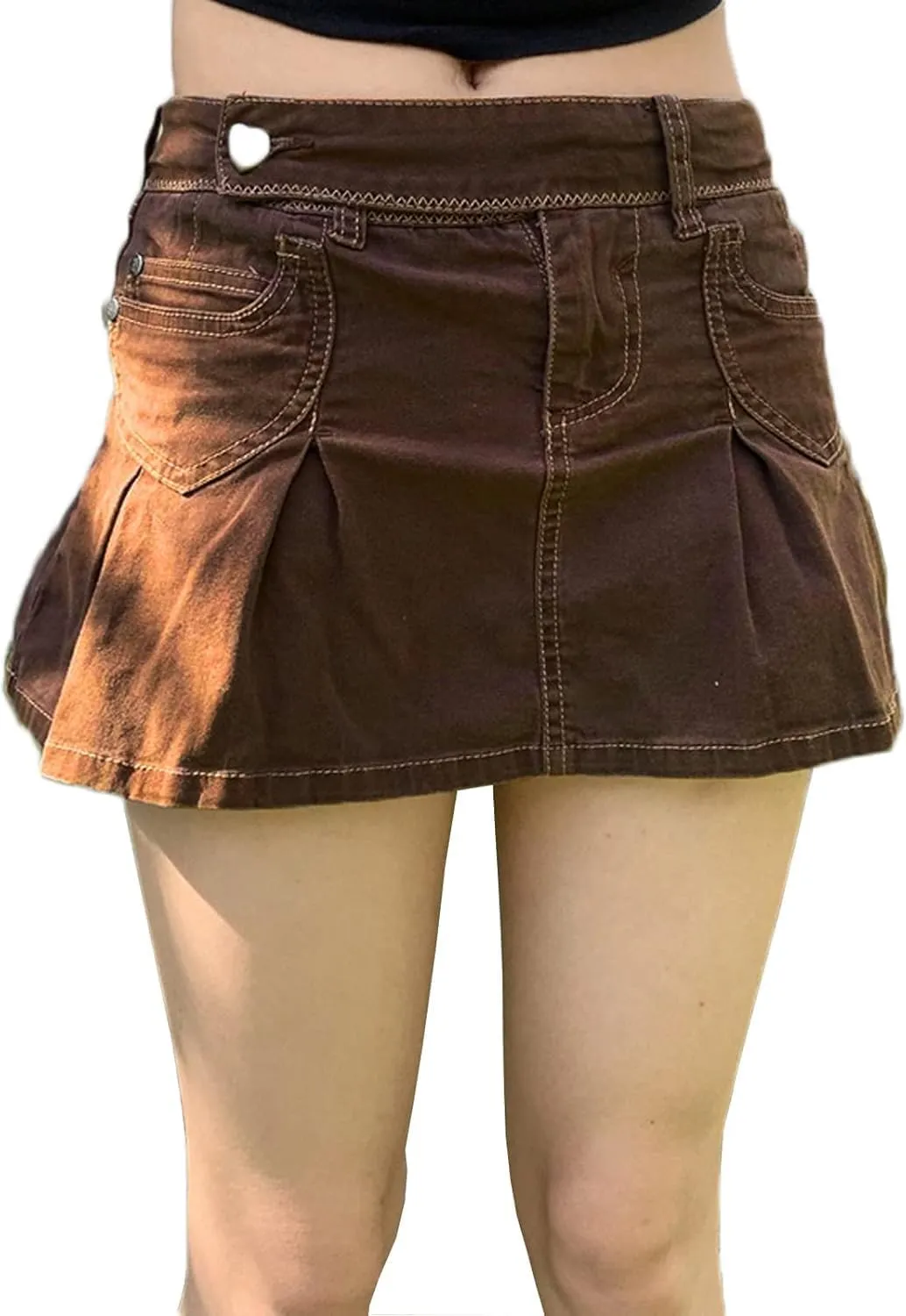 High Waisted Jean Skirt for Women Casual Skater Flared Mini A Line Denim Skirt with Shorts