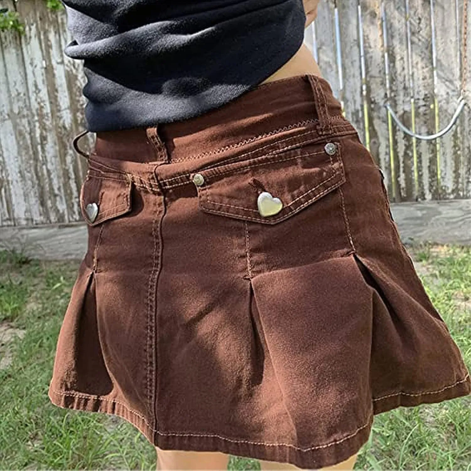 High Waisted Jean Skirt for Women Casual Skater Flared Mini A Line Denim Skirt with Shorts