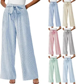 High Waisted Palazzo Pants for Women Wide Leg Paperbag Pant Casual Summer Flowy Lounge Trousers Beach Boho Outfits