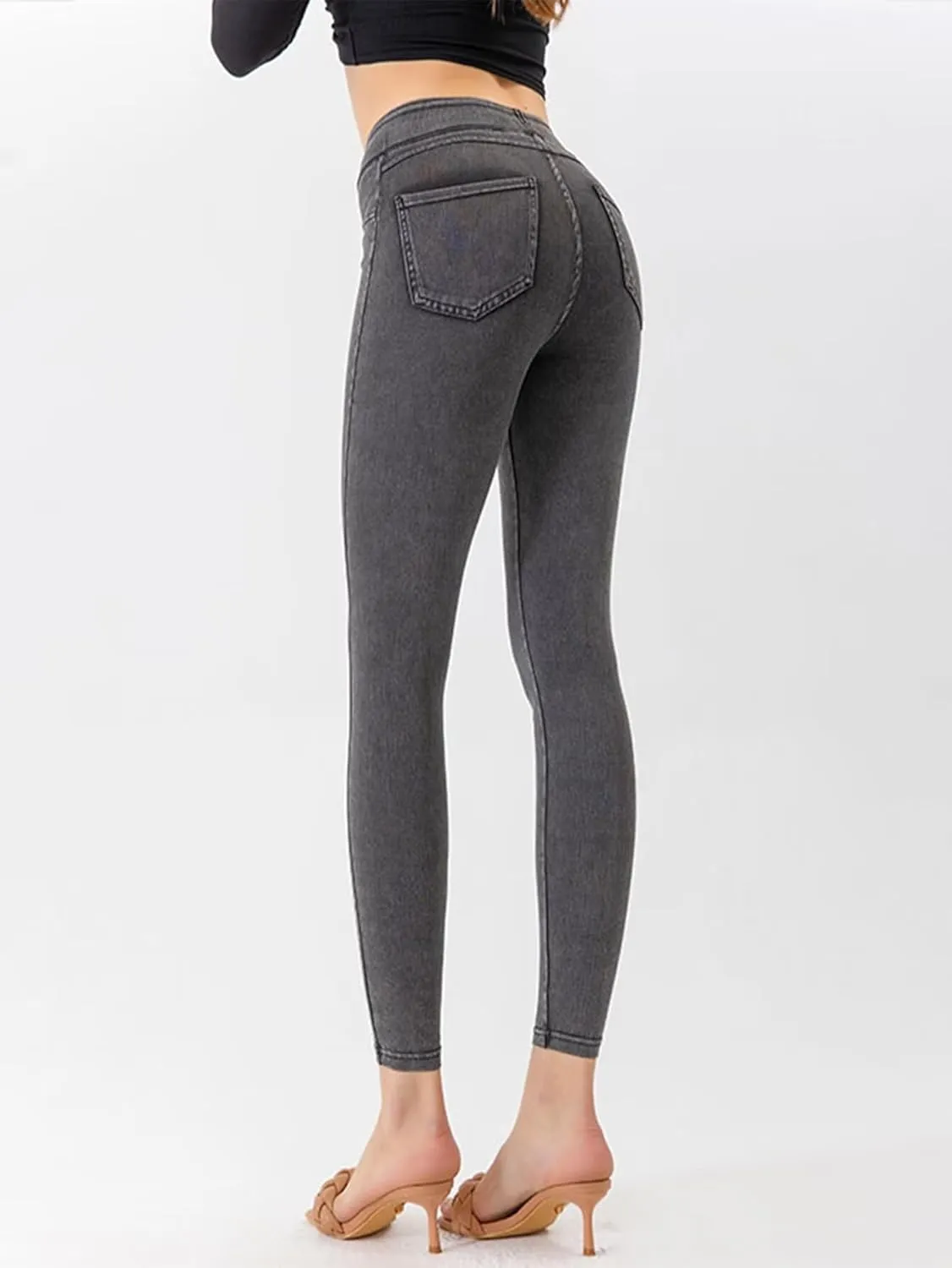High Waisted Skinny Butt Lifting Jeans Leggings Tummy Control Jeggings for Women with Pockets