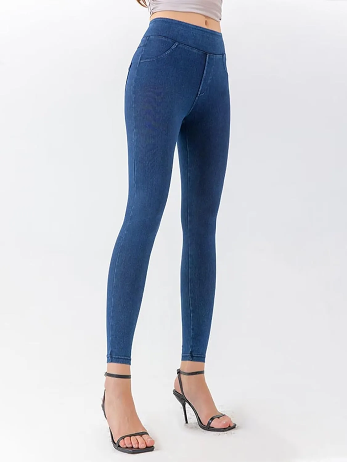 High Waisted Skinny Butt Lifting Jeans Leggings Tummy Control Jeggings for Women with Pockets