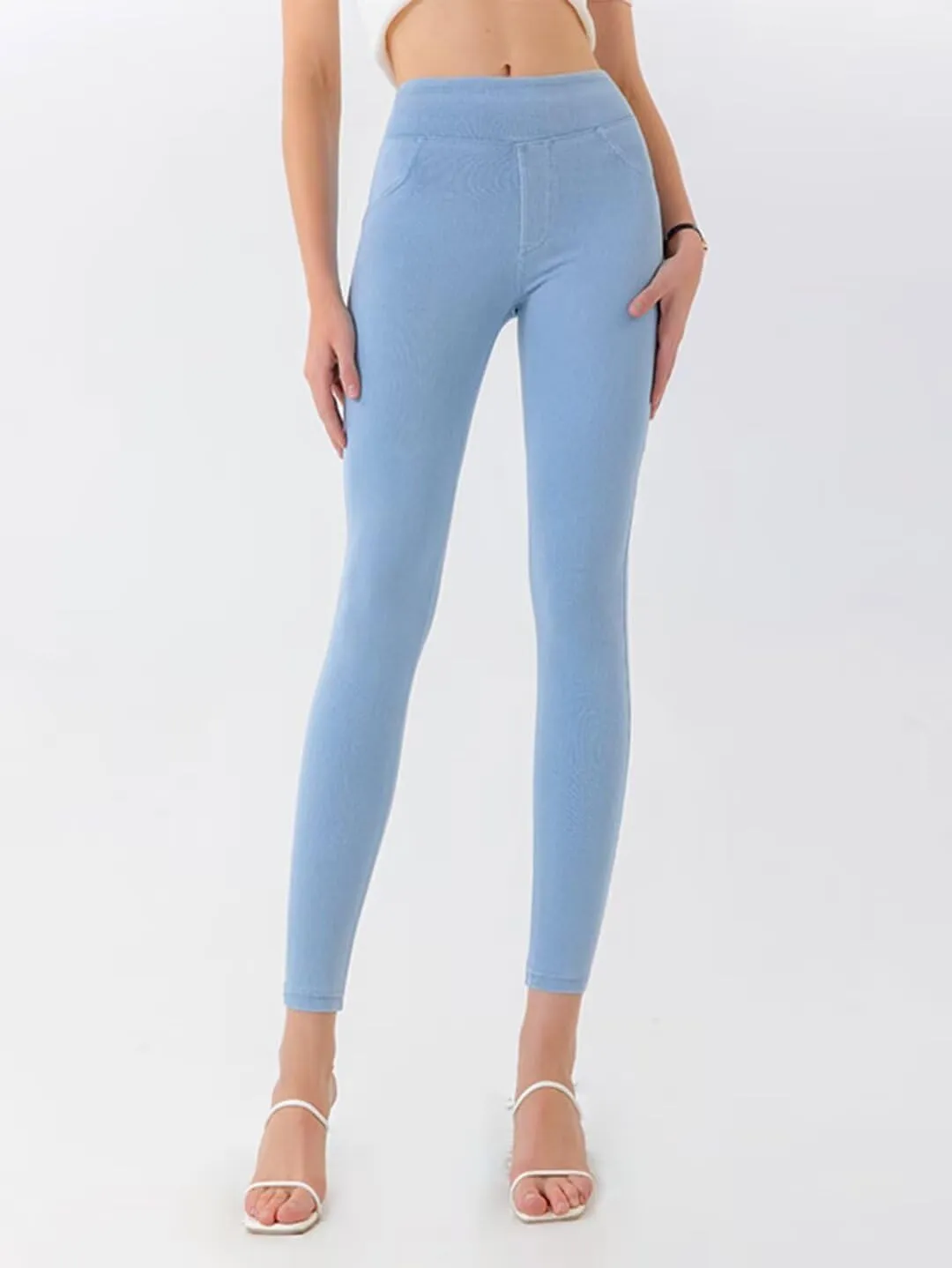 High Waisted Skinny Butt Lifting Jeans Leggings Tummy Control Jeggings for Women with Pockets