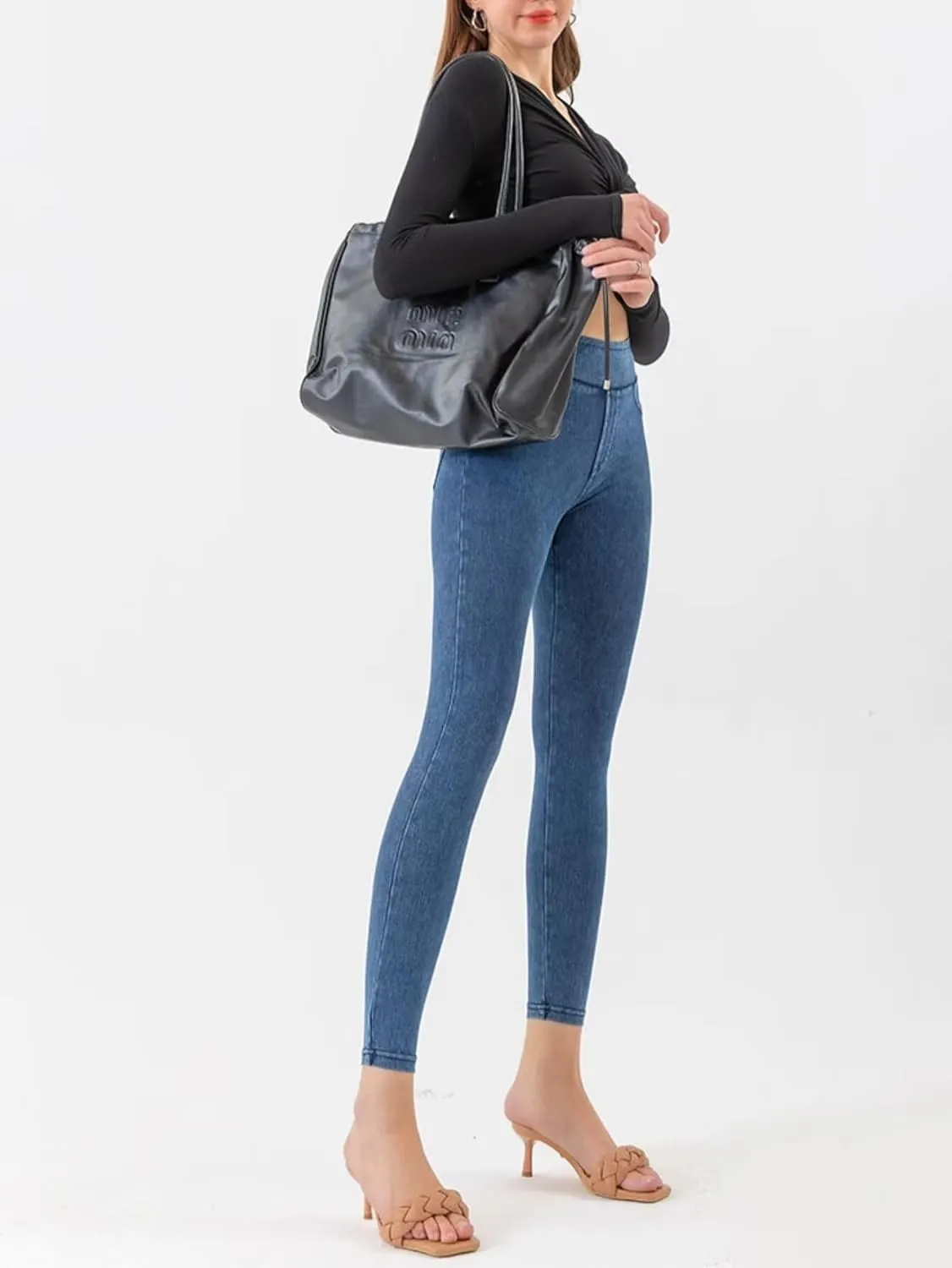 High Waisted Skinny Butt Lifting Jeans Leggings Tummy Control Jeggings for Women with Pockets