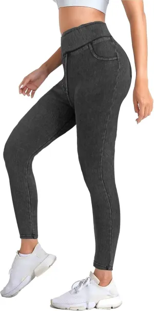 High Waisted Skinny Butt Lifting Jeans Leggings Tummy Control Jeggings for Women with Pockets