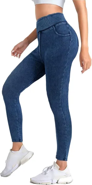 High Waisted Skinny Butt Lifting Jeans Leggings Tummy Control Jeggings for Women with Pockets