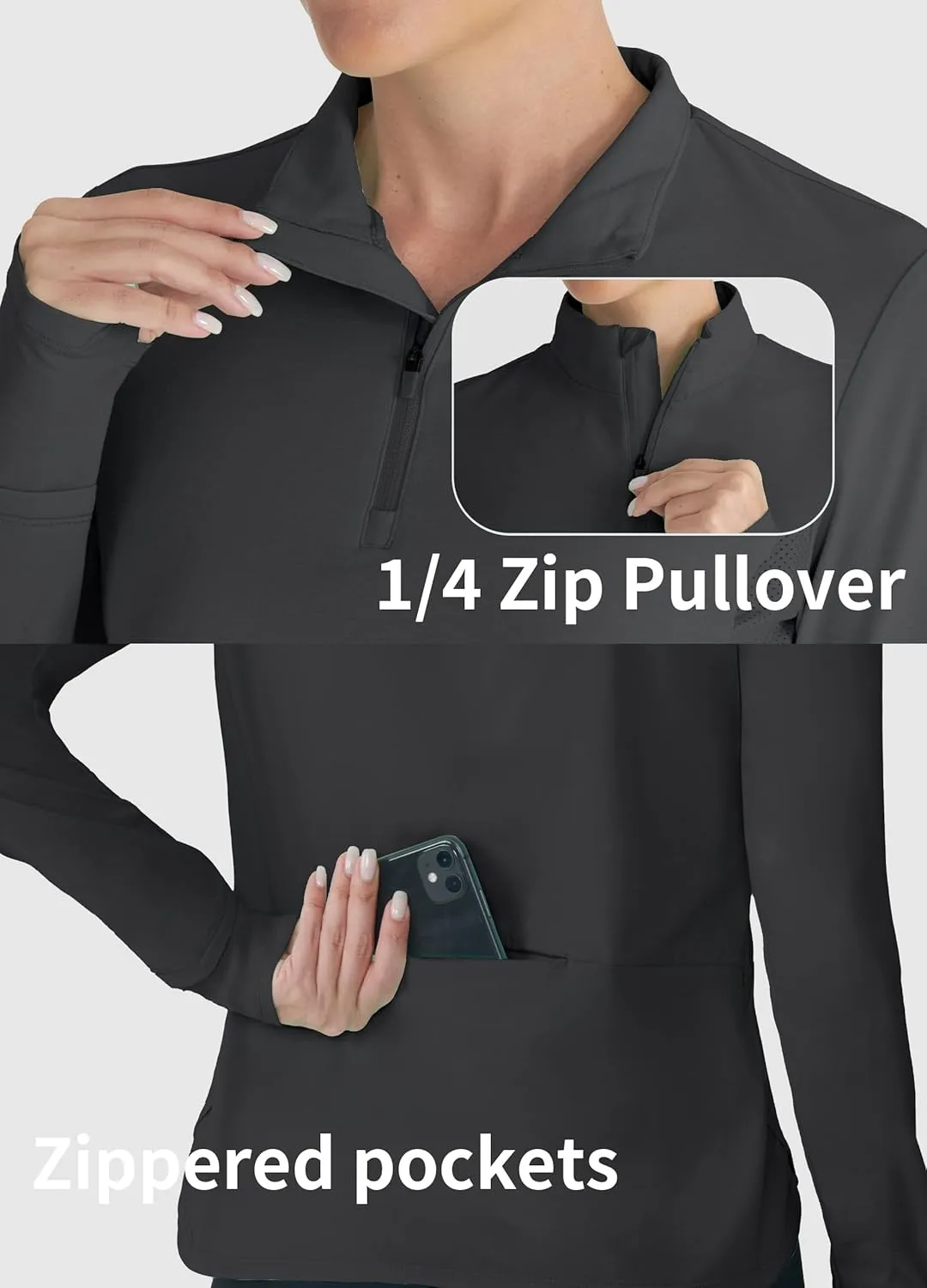 Hiverlay Women's Quick Dry Shirts Long Sleeve for Running Hiking Workout UPF50  Lightweight Pullover Top with Pocket