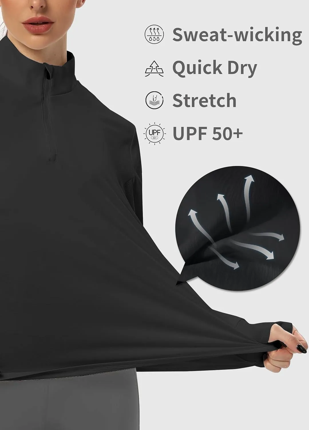 Hiverlay Women's Quick Dry Shirts Long Sleeve for Running Hiking Workout UPF50  Lightweight Pullover Top with Pocket