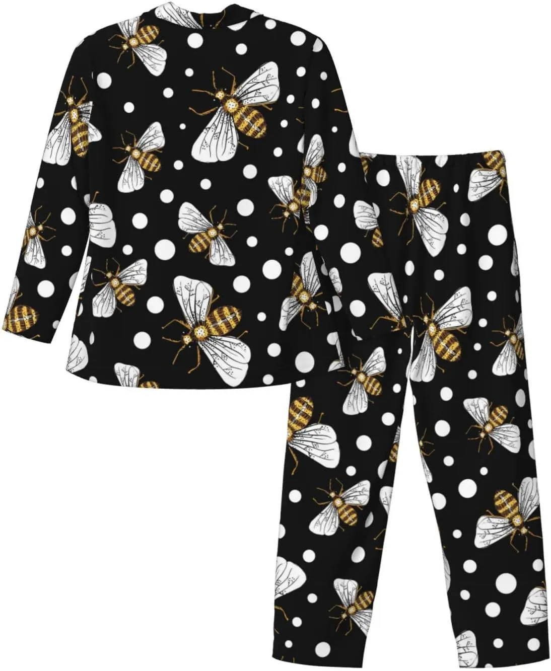 Honey Bees at Night Mens Pajama Sets 2 Piece Loungewear Button Down Sleepwear Pjs Set