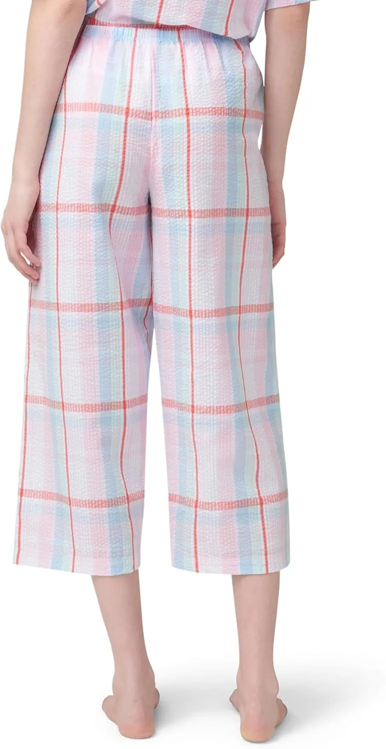 HUE Women's Summer Vacation Pajama Separates, Soft, Whimsical Print Pjs with Tropical Beach Themes, Flip Flops, Cocktails