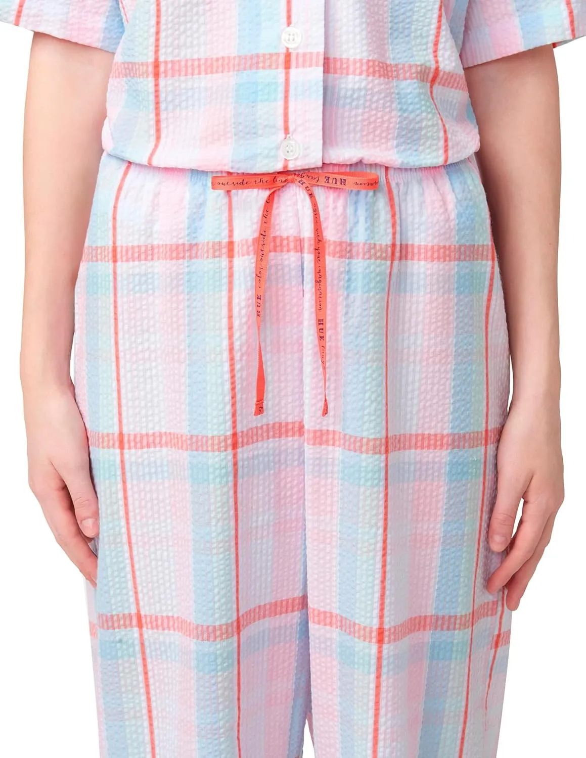 HUE Women's Summer Vacation Pajama Separates, Soft, Whimsical Print Pjs with Tropical Beach Themes, Flip Flops, Cocktails