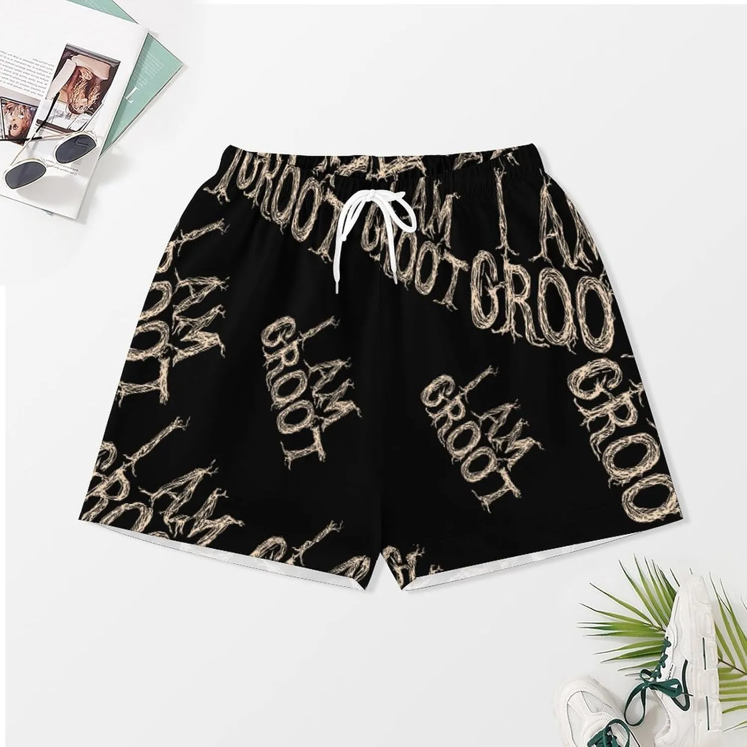 I Am Groot 2 Pcs Womens Pajama Short Sleeve Sleepwear Tops & Shorts Sets Satin Loungewear