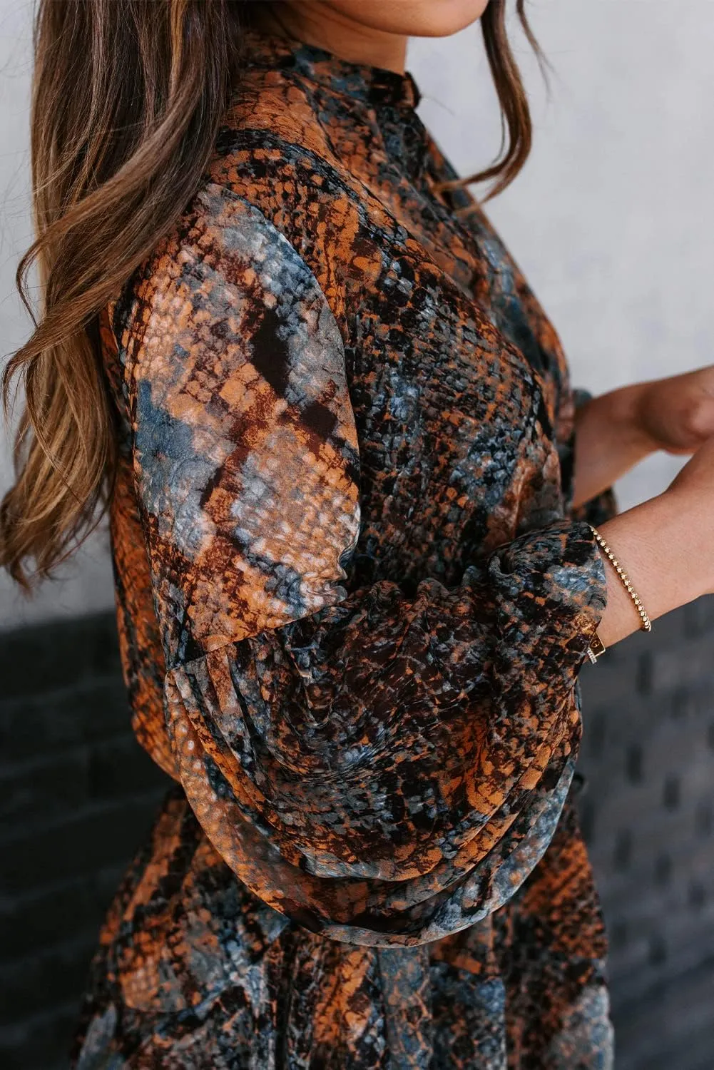 Irsutey Women Casual Summer Sundress Boho Long Sleeve V Neck Tie Knot Dress Ruffle Floral Print Button Down Mini Swing Dress