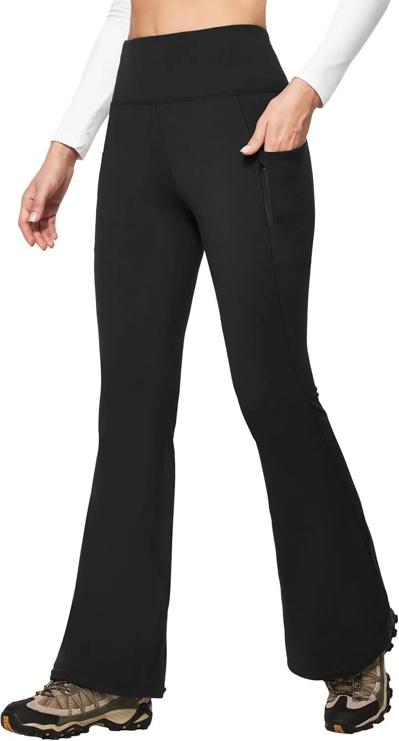 IUGA Fleece Lined Pants Women Water Resistant Hiking Pants Winter Flare Leggings with Pockets Bootcut Thermal