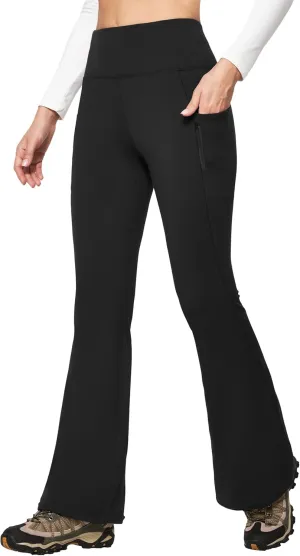 IUGA Fleece Lined Pants Women Water Resistant Hiking Pants Winter Flare Leggings with Pockets Bootcut Thermal