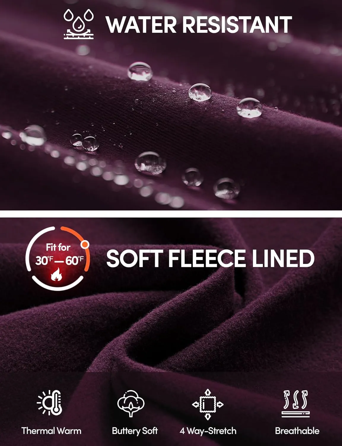 IUGA Fleece Lined Pants Women Water Resistant Hiking Pants Winter Flare Leggings with Pockets Bootcut Thermal